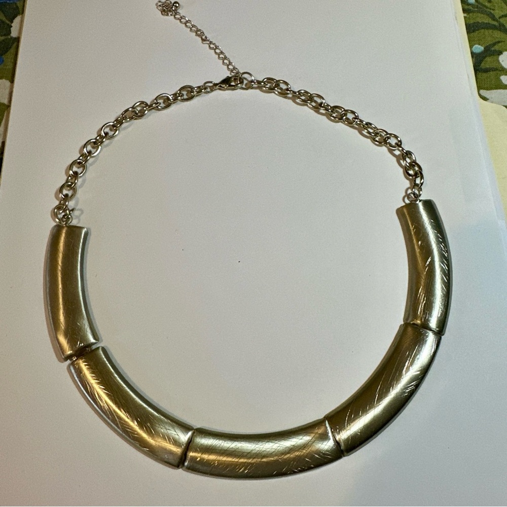 Silver Metal Statement Necklace